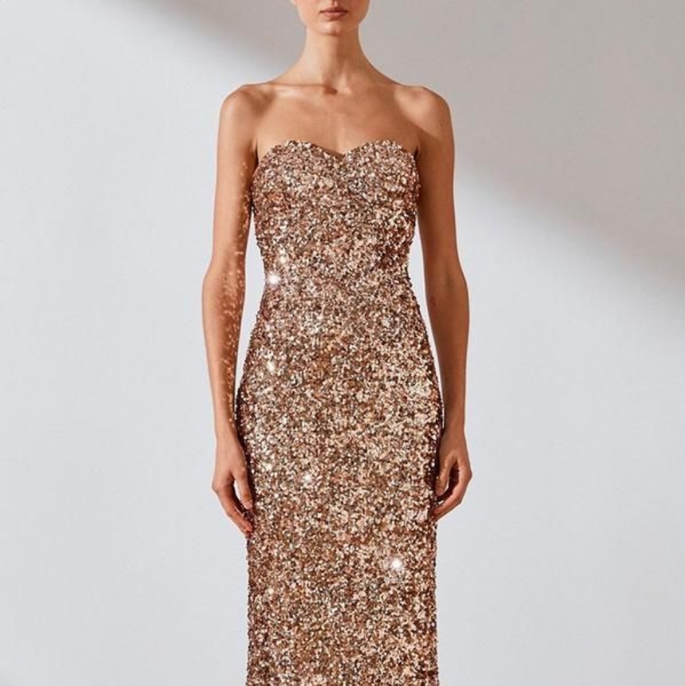 ✨Gold Sparkle Midi Tube Dress, Sz L